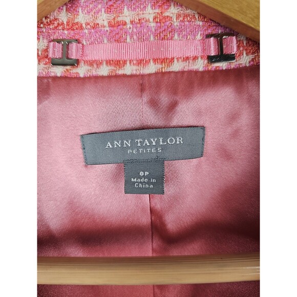 Ann Taylor Womens Size 8P Pink Tweed Double-Breasted Blazer Jacket Petite - Picture 3 of 8